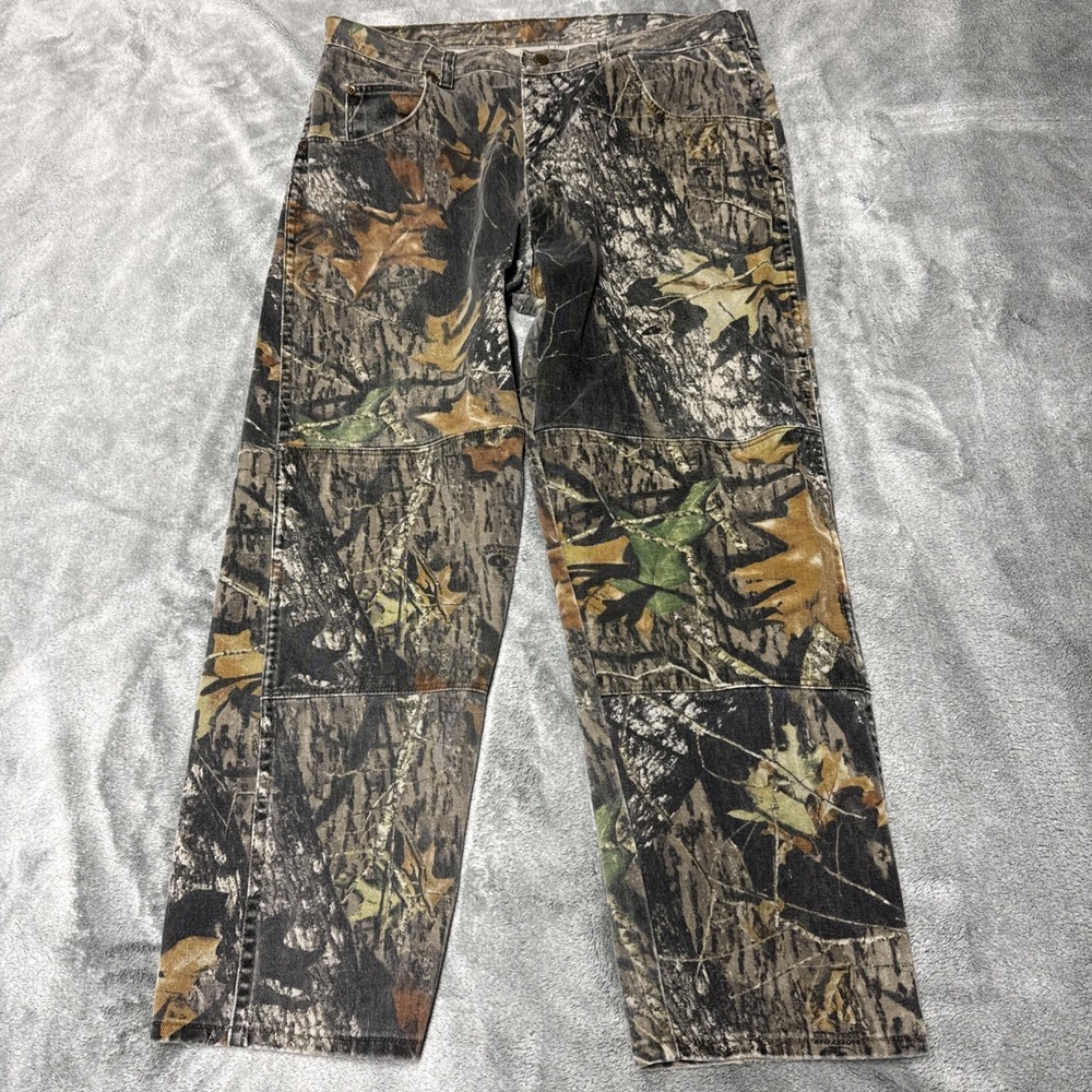 Vintage Wrangler Camo Jeans Mens 36x30  Double Knee Mossy Oak Break Up Y2k Fade
